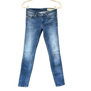 Diesel Blue Skinny Jeans with Modern Distressing